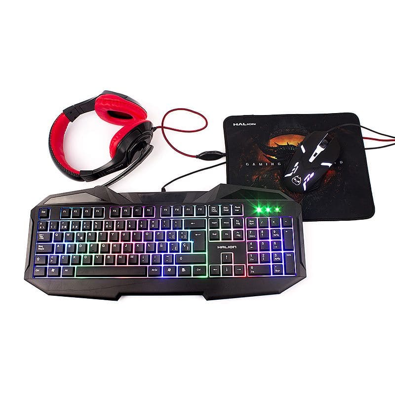 KIT COMBO GAMING 4 EN 1 TECLADO + MOUSE + AUDIFONO + PADMOUSE HALION HA-403C - Imagen 4