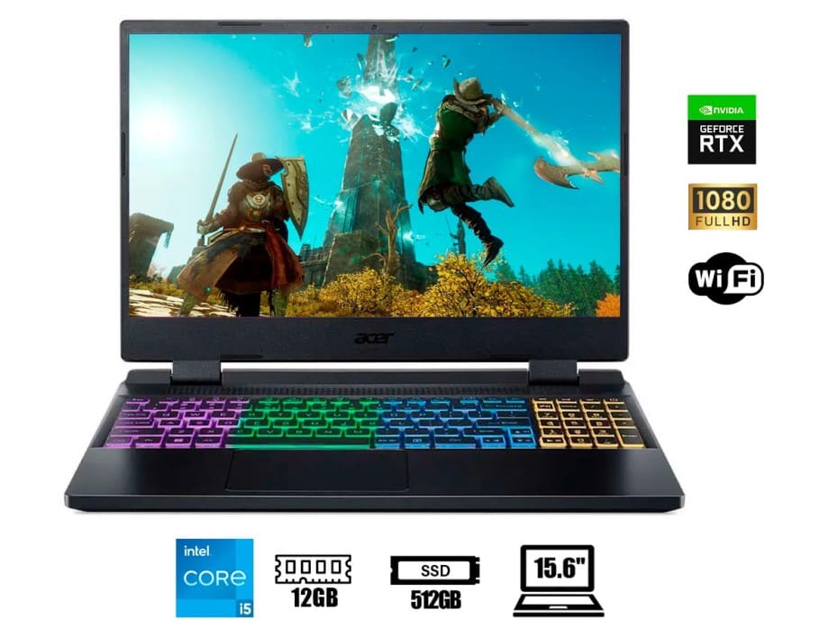 LAPTOP GAMER ACER NITRO5 AN515-58-5620 CORE I5 12450H PANTALLA 15.6 FULHD144HZ RAM 12GB SSD 512GB RTX3050 4GB NVIDIA FREEOS (NH.QFHAL.00U) - Imagen 2