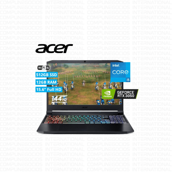 LAPTOP GAMER ACER NITRO 5 AN515-57-55A6 INTEL CORE i5 11400H 12GB RAM 512gb ssd NVIDIA RTX3050 15.6 (PN: NH.QEMAL.009)