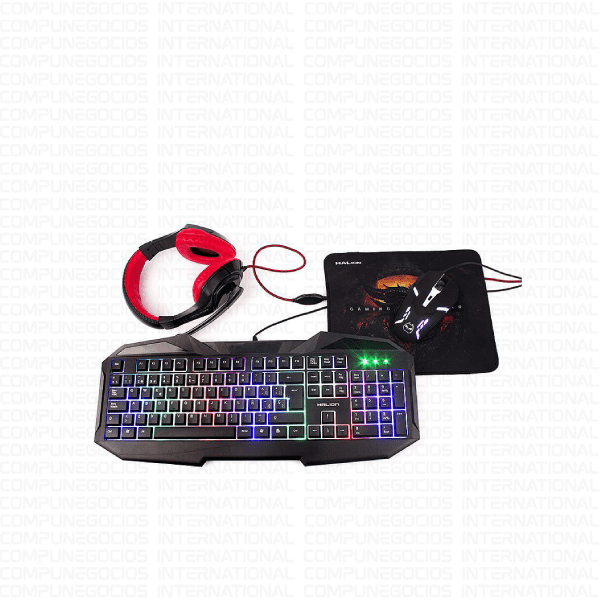 KIT COMBO GAMING 4 EN 1 TECLADO + MOUSE + AUDIFONO + PADMOUSE HALION HA-403C