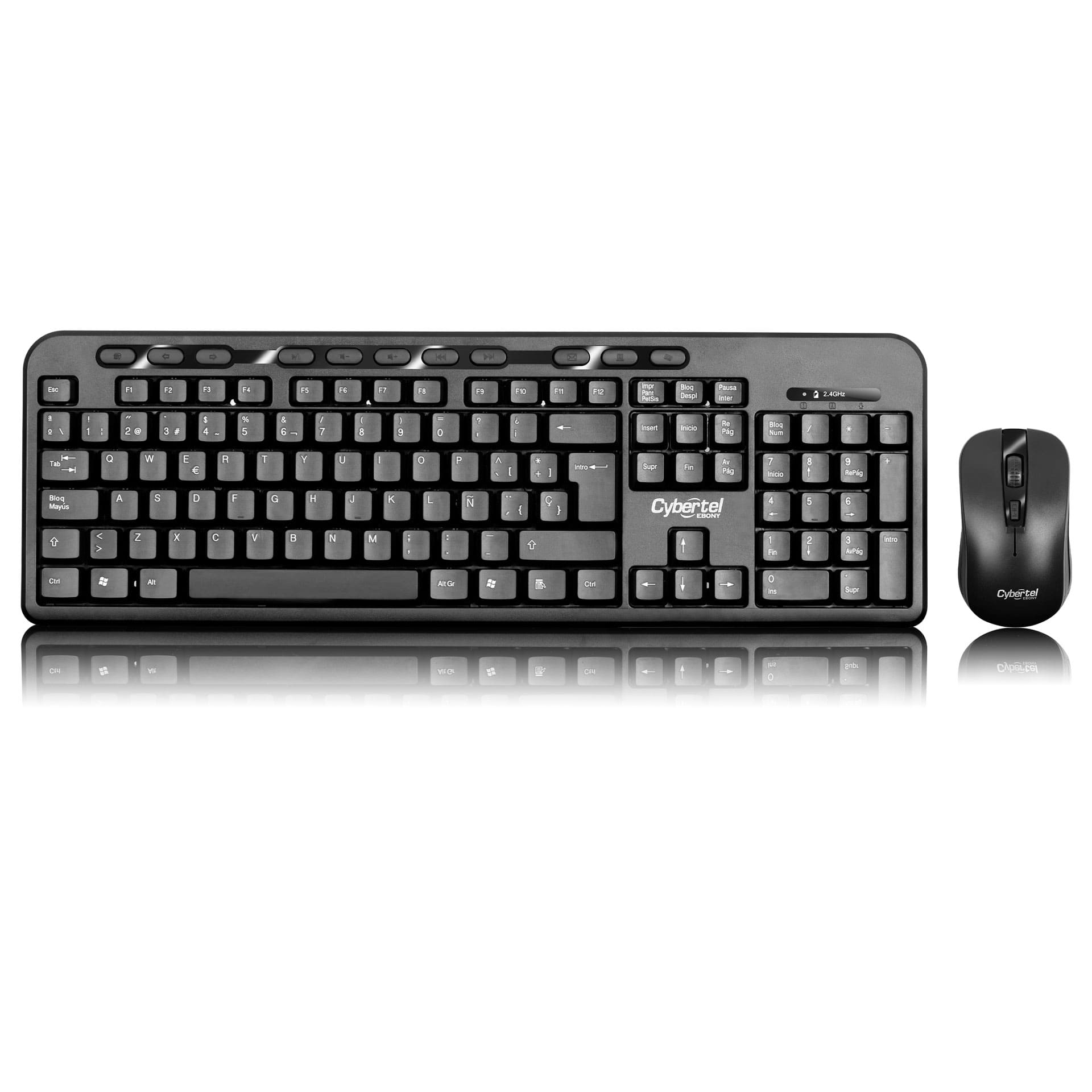KIT COMBO INALAMBRICO 2 EN 1 TECLADO MULTIMEDIA + MOUSE CYBERTEL EBONY (CYB T800) - Imagen 2