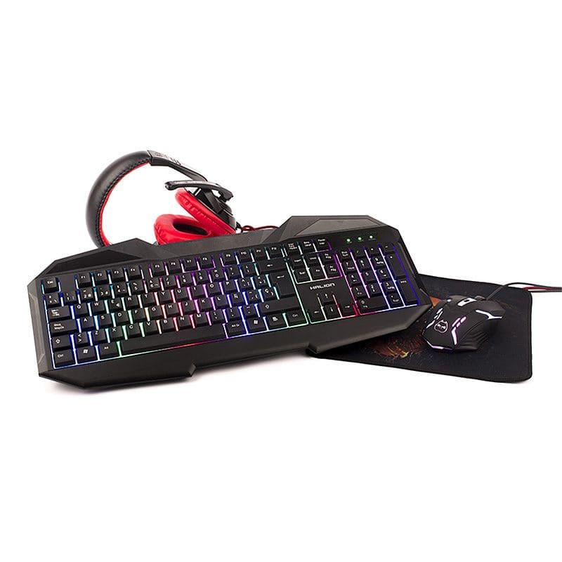 KIT COMBO GAMING 4 EN 1 TECLADO + MOUSE + AUDIFONO + PADMOUSE HALION HA-403C - Imagen 2