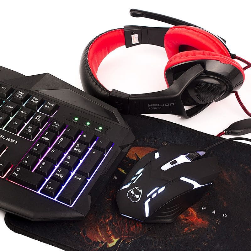 KIT COMBO GAMING 4 EN 1 TECLADO + MOUSE + AUDIFONO + PADMOUSE HALION HA-403C - Imagen 3