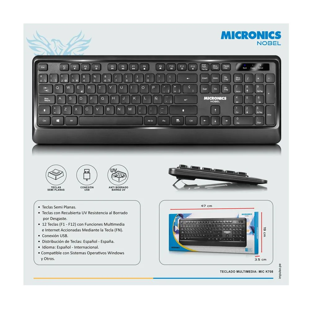 TECLADO MULTIMEDIA MICRONICS NOBEL (MIC K708) - Imagen 5