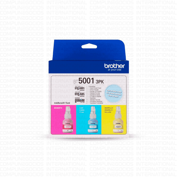 PACK DE TINTAS BROTHER BT5001 3PK (CMY), MAGENTA, CYAN, YELLOW