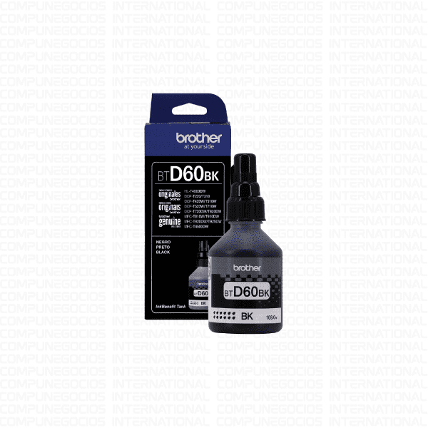 TINTA BROTHER BTD60BK BLACK DE ALTO RENDIMIENTO 108 ML