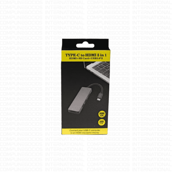 HUB GENÉRICO USB TIPO-C 5 EN 1, LAN, USB 3.0, HDTV
