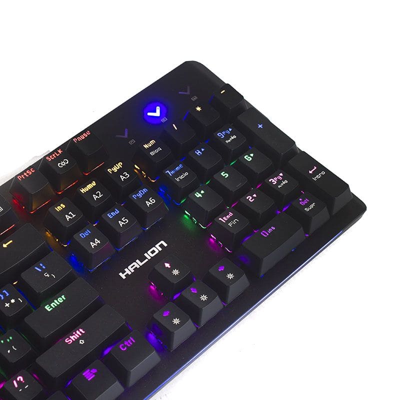 TECLADO GAMING HALION HA-K940 MUSTANG MECÁNICO, LUZ LED, 13 EFECTOS DE LUCES - Imagen 2