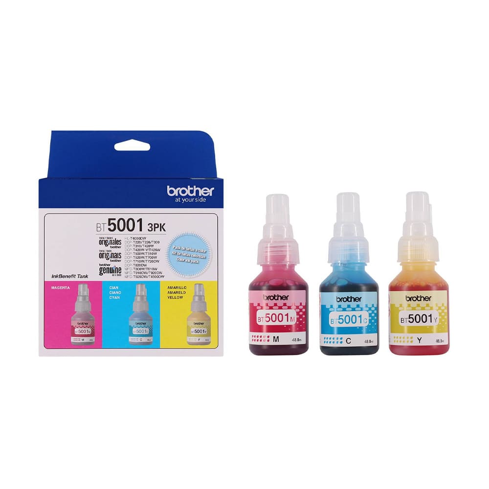 PACK DE TINTAS BROTHER BT5001 3PK (CMY), MAGENTA, CYAN, YELLOW - Imagen 2