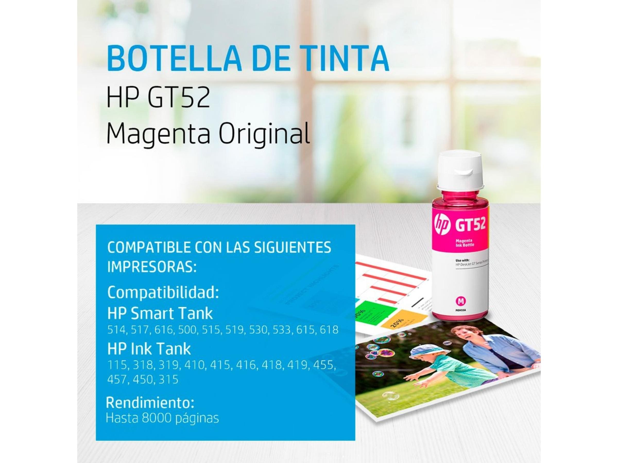 TINTA HP GT52 MAGENTA (M0H55AL) 70 ML - Imagen 2