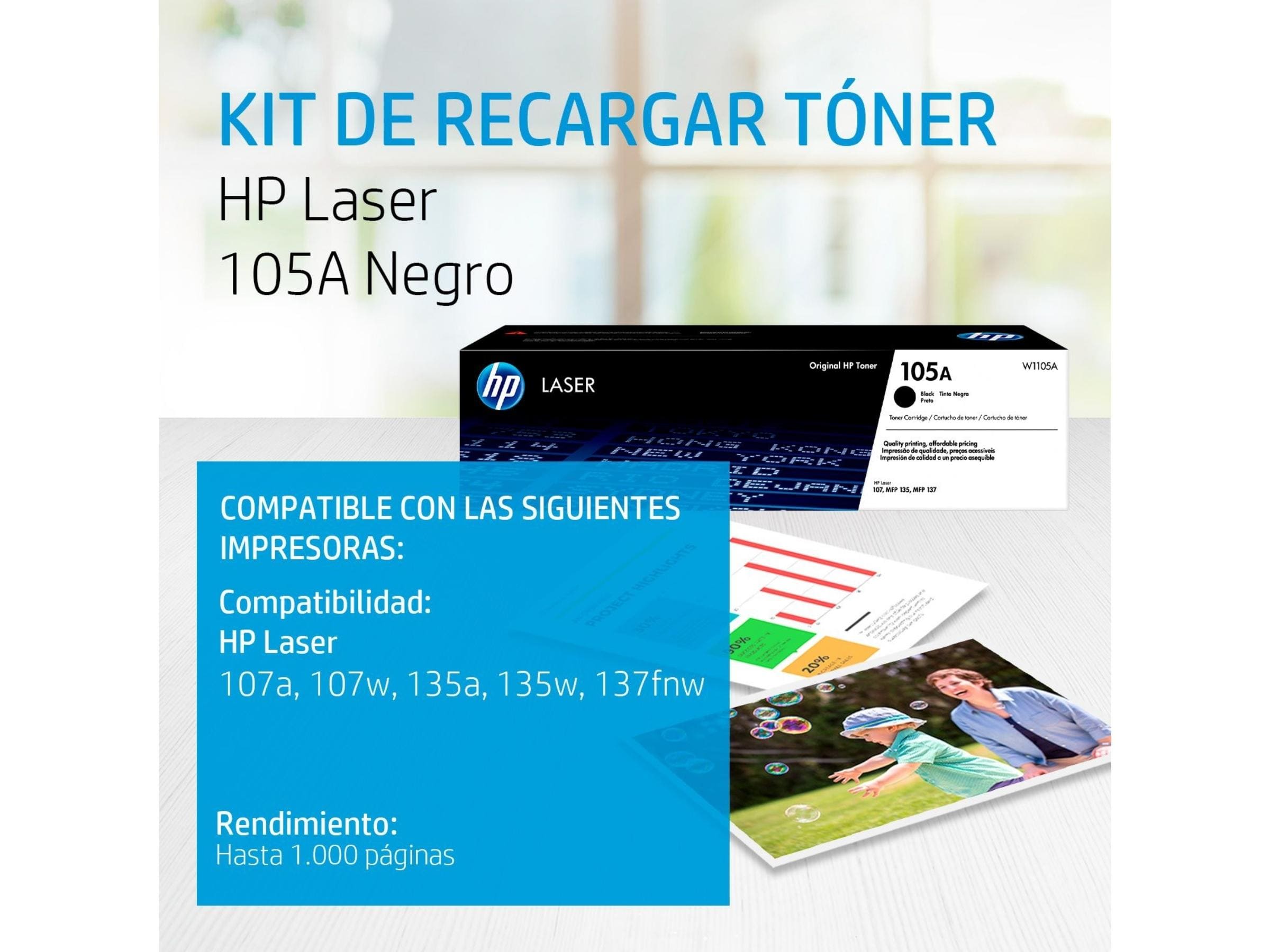 TONER HP 105A (W1105A) BLACK LASER 107 MFP 135 MFP 137 - Imagen 2