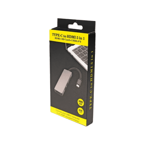 HUB GENÉRICO USB TIPO-C 5 EN 1, LAN, USB 3.0, HDTV - Imagen 2