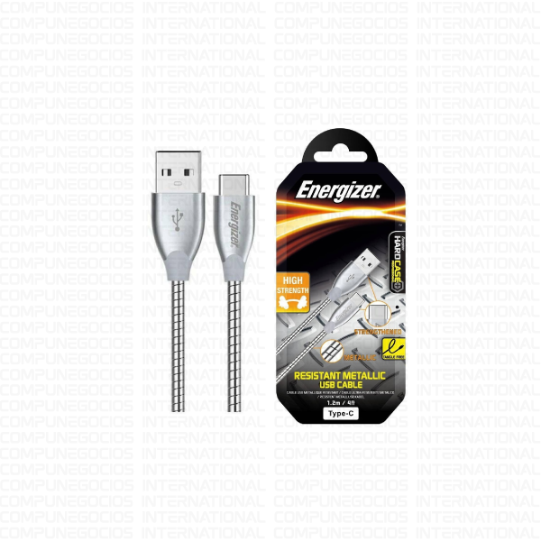 CABLE ENERGIZER USB A USB TIPO-C PARA CARGA Y TRANSFERENCIA DE DATOS METALICO