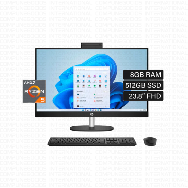 ALL IN ONE HP 24-CR0007LA, RYZEN 5, RAM 8GB, UNIDAD SÓLIDA 512GB, 23.8"