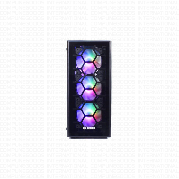 CASE HALION MAGIC T21 FUENTE 500W 4 COOLER RGB PANEL LATERAL DE VIDRIO NEGRO