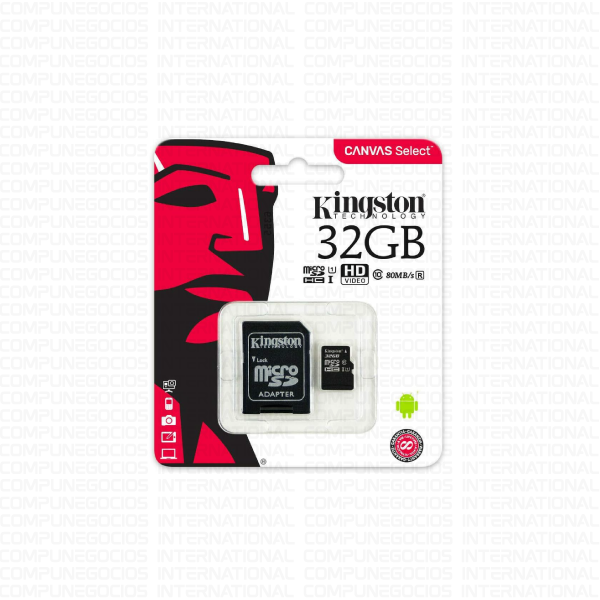 MEMORIA MICRO SD KINGSTON SDCS/32GB 32GB UHS-I 80MB/s R FLASH CON ADAPTADOR