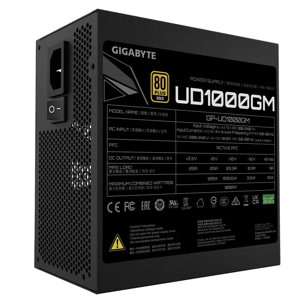FUENTE GIGABYTE GP-UD1000GM ATX 1000W FULL MODULAR - Imagen 2
