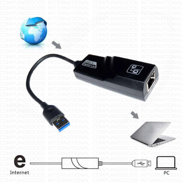 ADAPTADOR DE RED RJ45 LAN USB 3.0 GIGABIT ETHERNET 10/100/1000MBPS - Imagen 2
