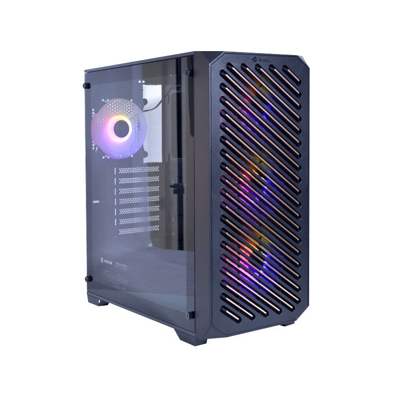 CASE GAMER HALION ARIES 03 PANEL LATERAL VIDRIO FUENTE 600W 4 FAN RGB NEGRO - Imagen 2