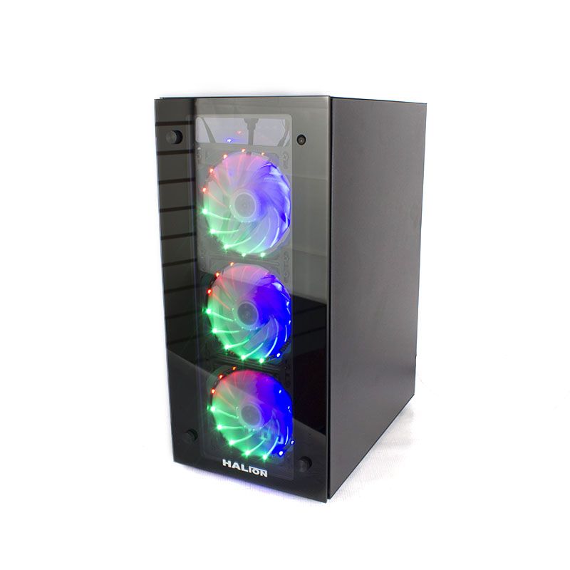 CASE GAMER HALION SOYUZ ATX FUENTE DE 550W BLACK 4 FAN RGB - Imagen 2
