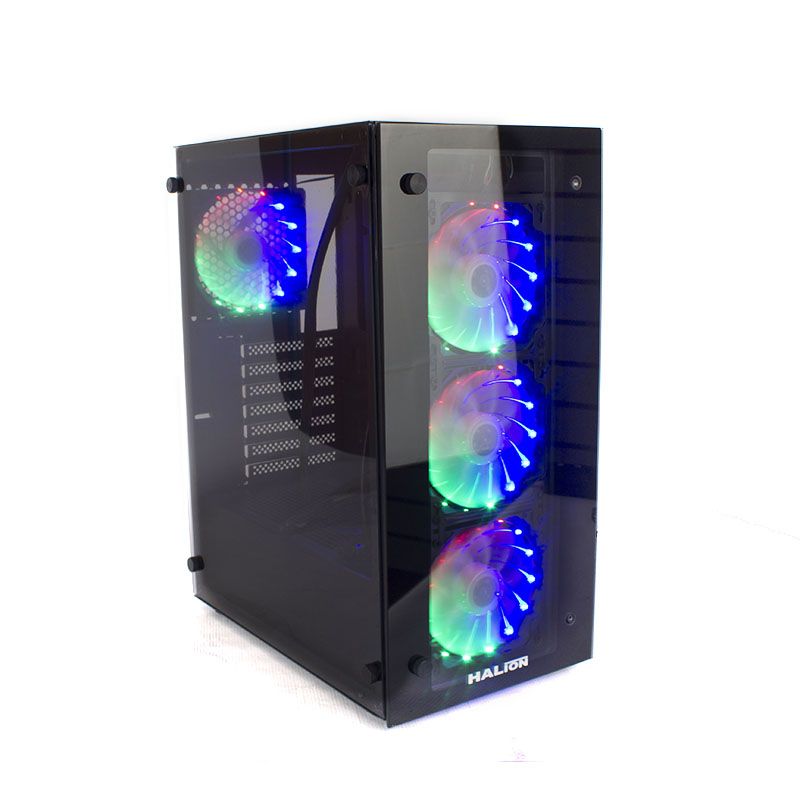 CASE GAMER HALION SOYUZ ATX FUENTE DE 550W BLACK 4 FAN RGB - Imagen 3