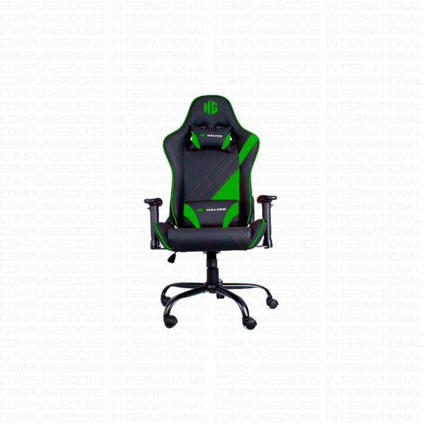 SILLA GAMER HALION HA-S47, NEGRO CON VERDE RECLINABLE 90/180°
