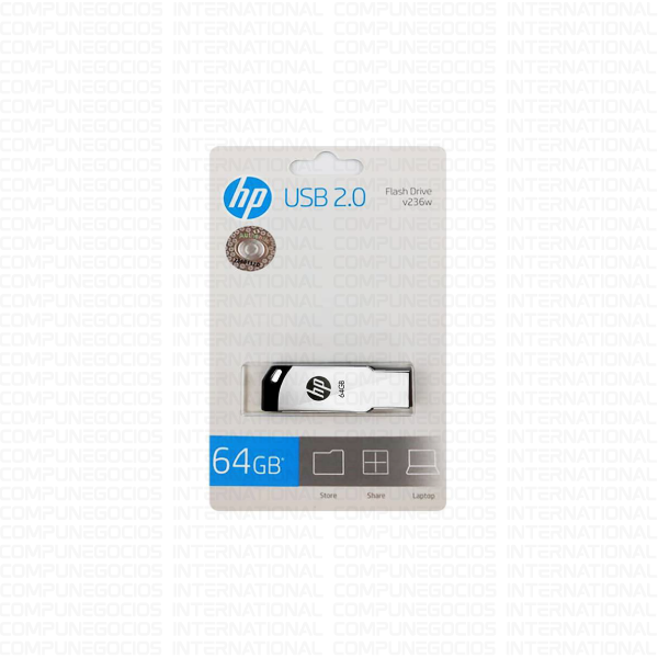 MEMORIA USB HP 64GB 2.0 V236W FLASH DRIVE METÁLICO
