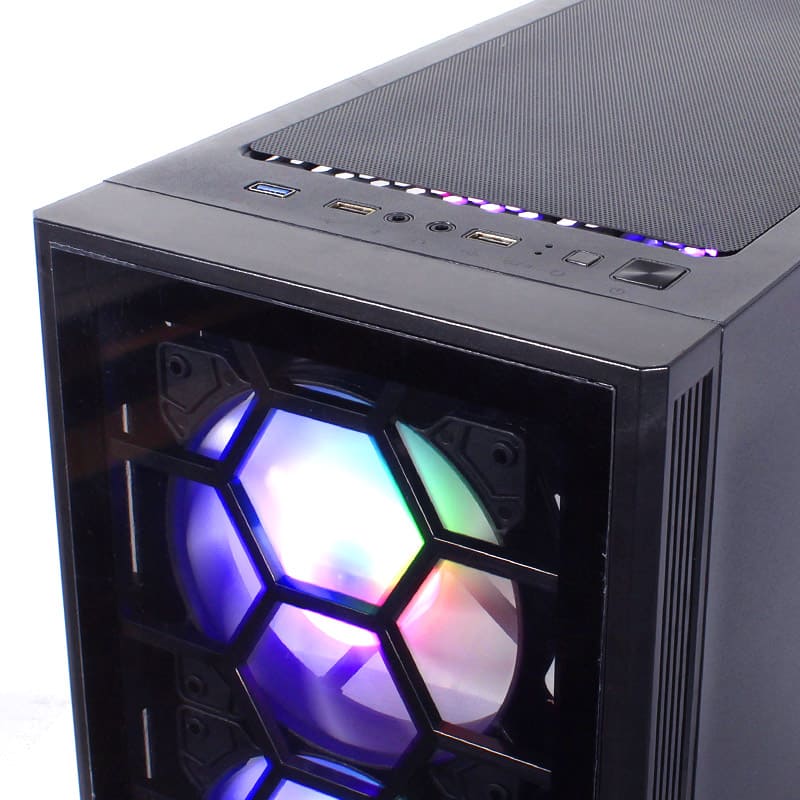 CASE HALION MAGIC T21 FUENTE 500W 4 COOLER RGB PANEL LATERAL DE VIDRIO NEGRO - Imagen 3