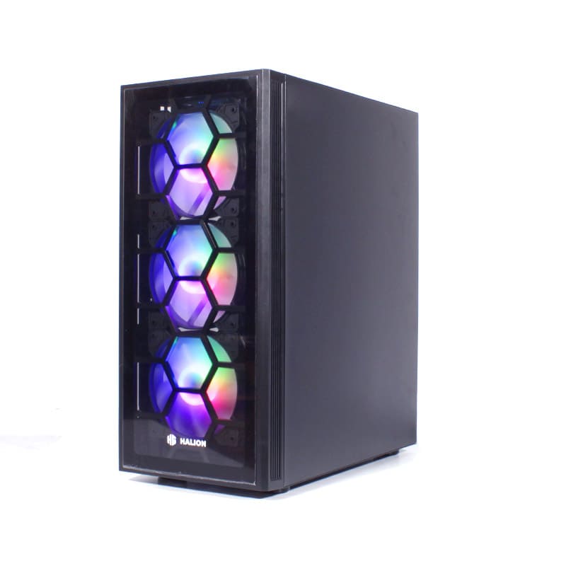 CASE HALION MAGIC T21 FUENTE 500W 4 COOLER RGB PANEL LATERAL DE VIDRIO NEGRO - Imagen 4