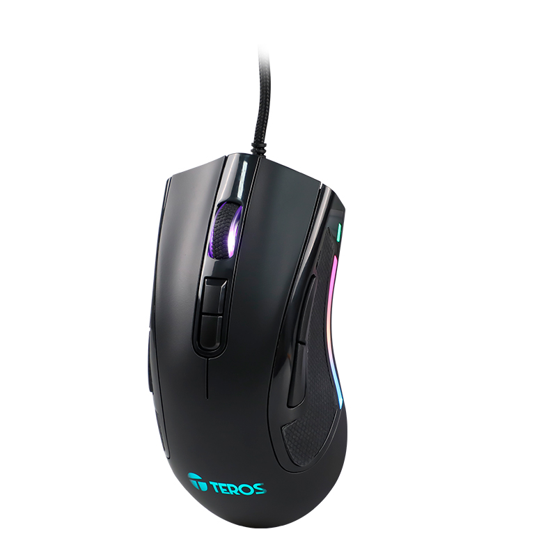 MOUSE GAMING TEROS TE-5167N ÓPTICO USB 12800 DPI RGB NEGRO - Imagen 3