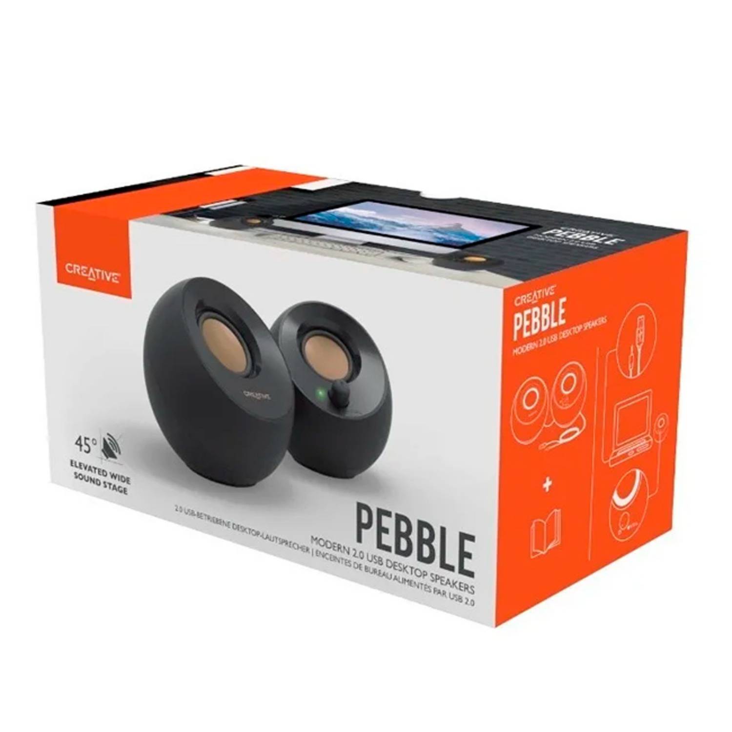 PARLANTE CREATIVE PEBBLE (51MF1680AA000) 2.0 4.4W 3.5MM USB POWER BLACK