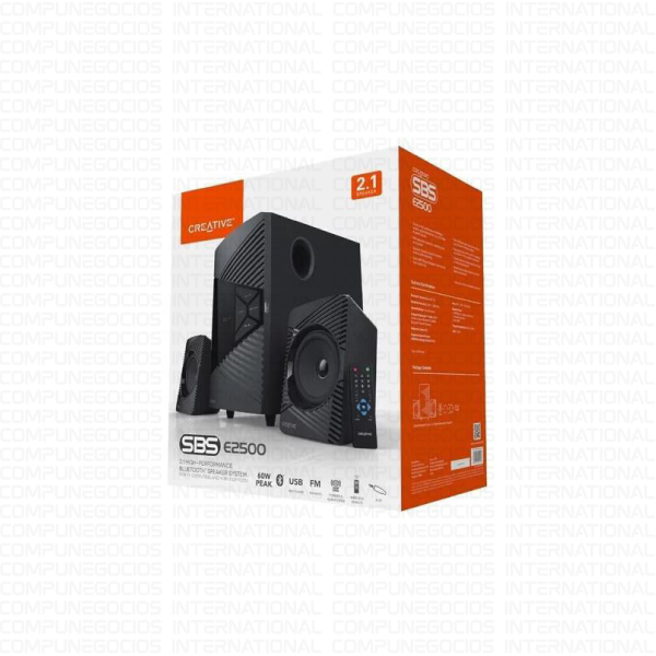 PARLANTE CREATIVE E2500 2.1 30W/60W BT/ FM/ USB/ 3.5MM 220V BLACK