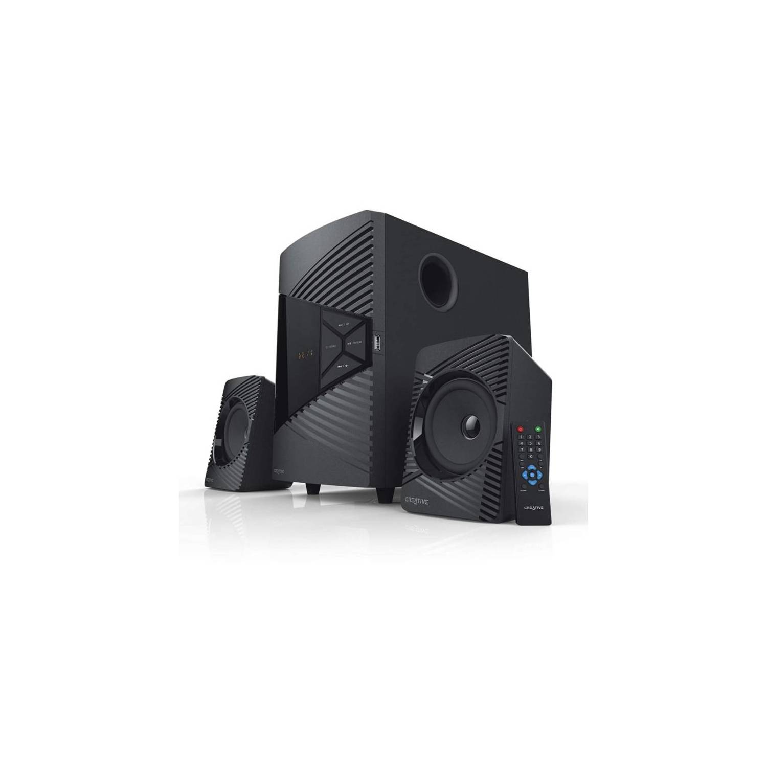 PARLANTE CREATIVE E2500 2.1 30W/60W BT/ FM/ USB/ 3.5MM 220V BLACK - Imagen 2