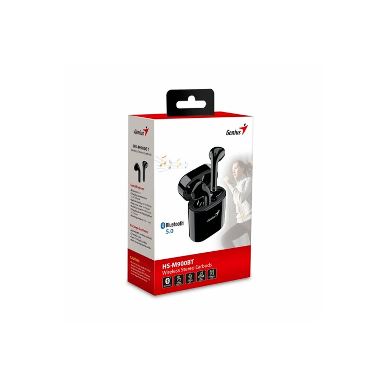 AUDIFONO INALAMBRICO CON MICROFONO GENIUS HS-M900BT TRUE BT NEGRO - Imagen 2