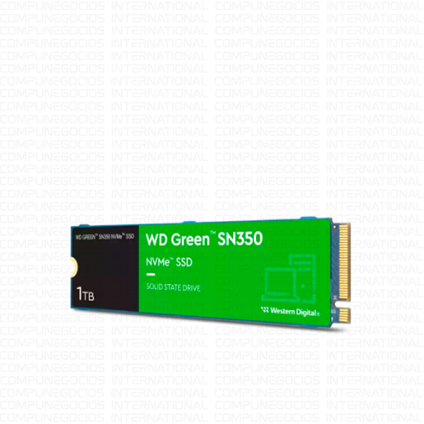 UNIDAD DE ESTADO SOLIDO WESTERN DIGITAL GREEN SN350 NVME 1TB M.2 PCIE GEN3 X4 (PN: WDS100T2G0C)