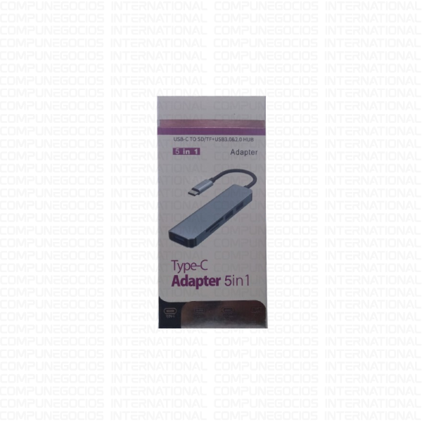 ADAPTADOR 5 EN 1 USB-C A 2 USB 2.0 + 1 USB 3.0 + SD/TF (KNT-1218)