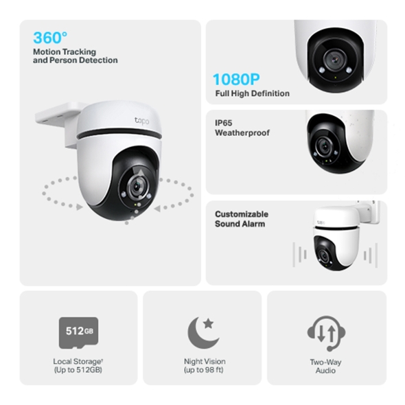 CAMARA DE SEGURIDAD TP-LINK TAPO C500 PARA EXTERIOR CON ROTACION 360° - Imagen 2