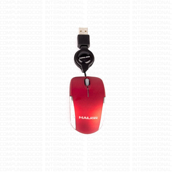 MOUSE MINI RETRACTIL HALION HERMES M1858 USB ROJO