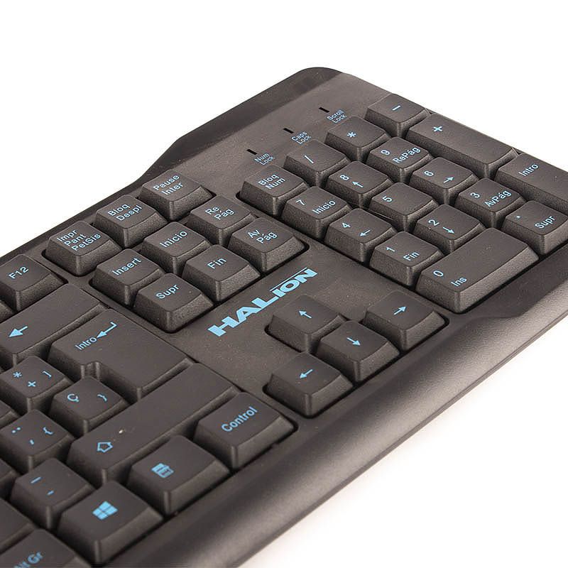 TECLADO STANDARD HALION HA-K608 USB LETRAS AZULES - Imagen 3