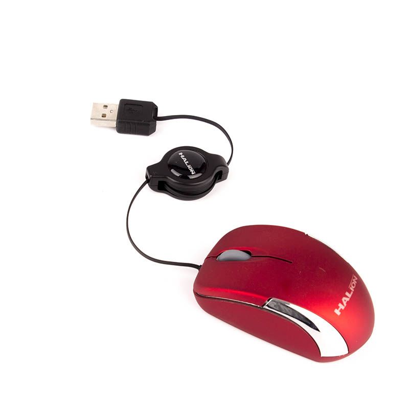 MOUSE MINI RETRACTIL HALION HERMES M1858 USB ROJO - Imagen 2