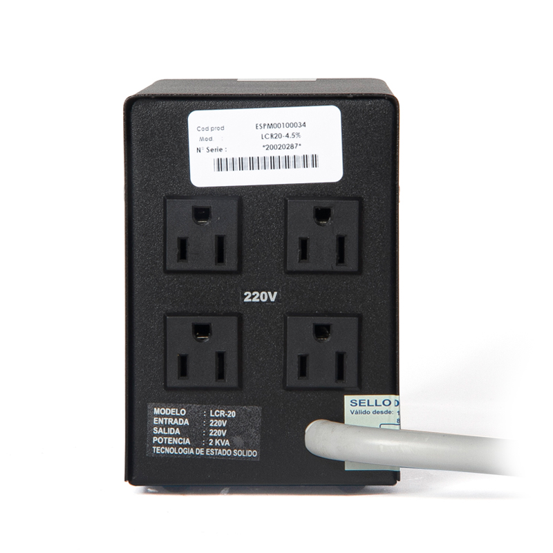 ESTABILIZADOR ELISE IEDA PODER LCR20-4.5% 220V 4 TOMAS A 220VAC - Imagen 2
