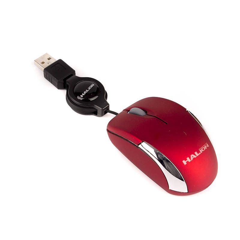 MOUSE MINI RETRACTIL HALION HERMES M1858 USB ROJO - Imagen 3