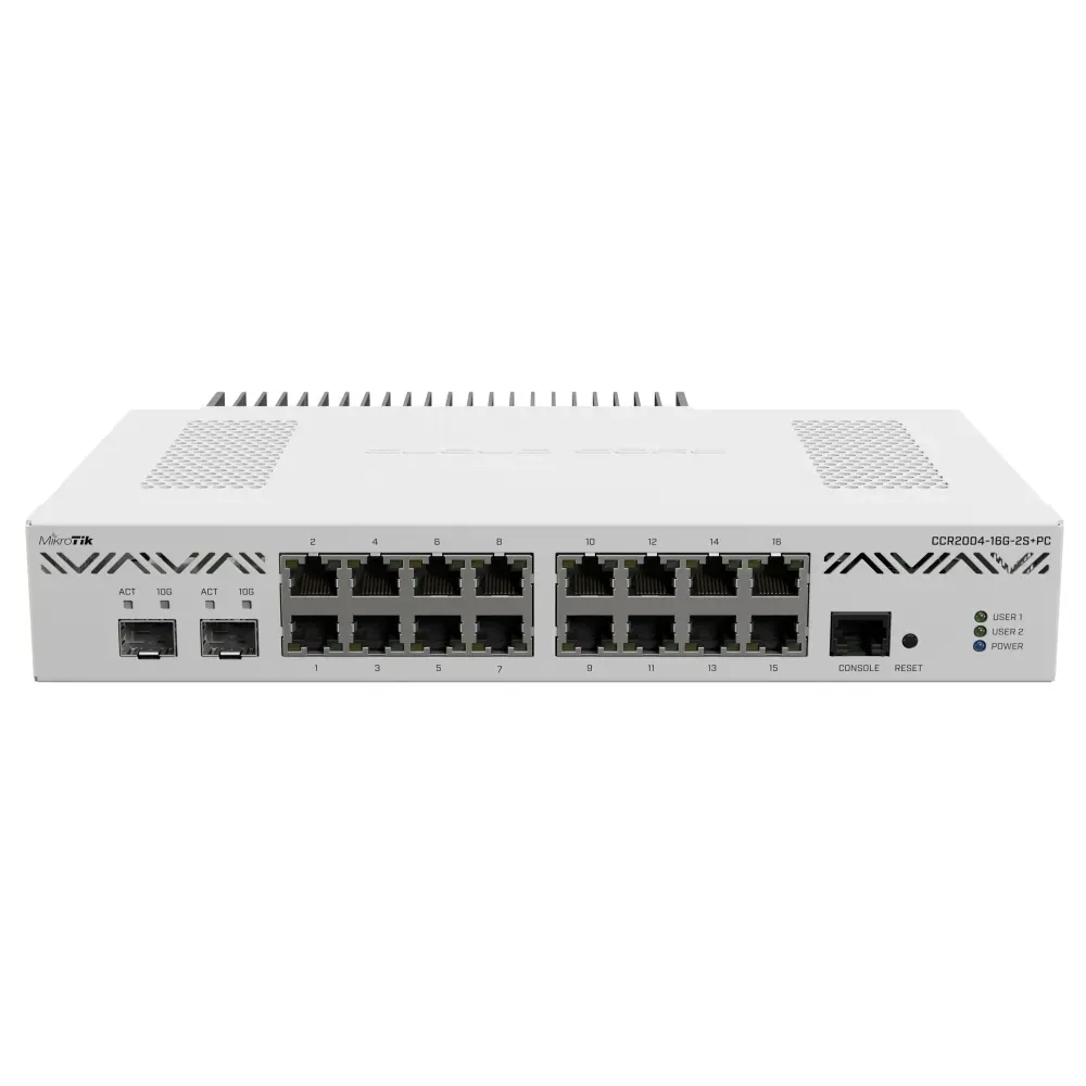 CLOUD CORE ROUTER MIKROTIK CCR2004-16G-2S+PC CON 16 PUERTOS GIGABIT ETHERNET 2 SFP - Imagen 2