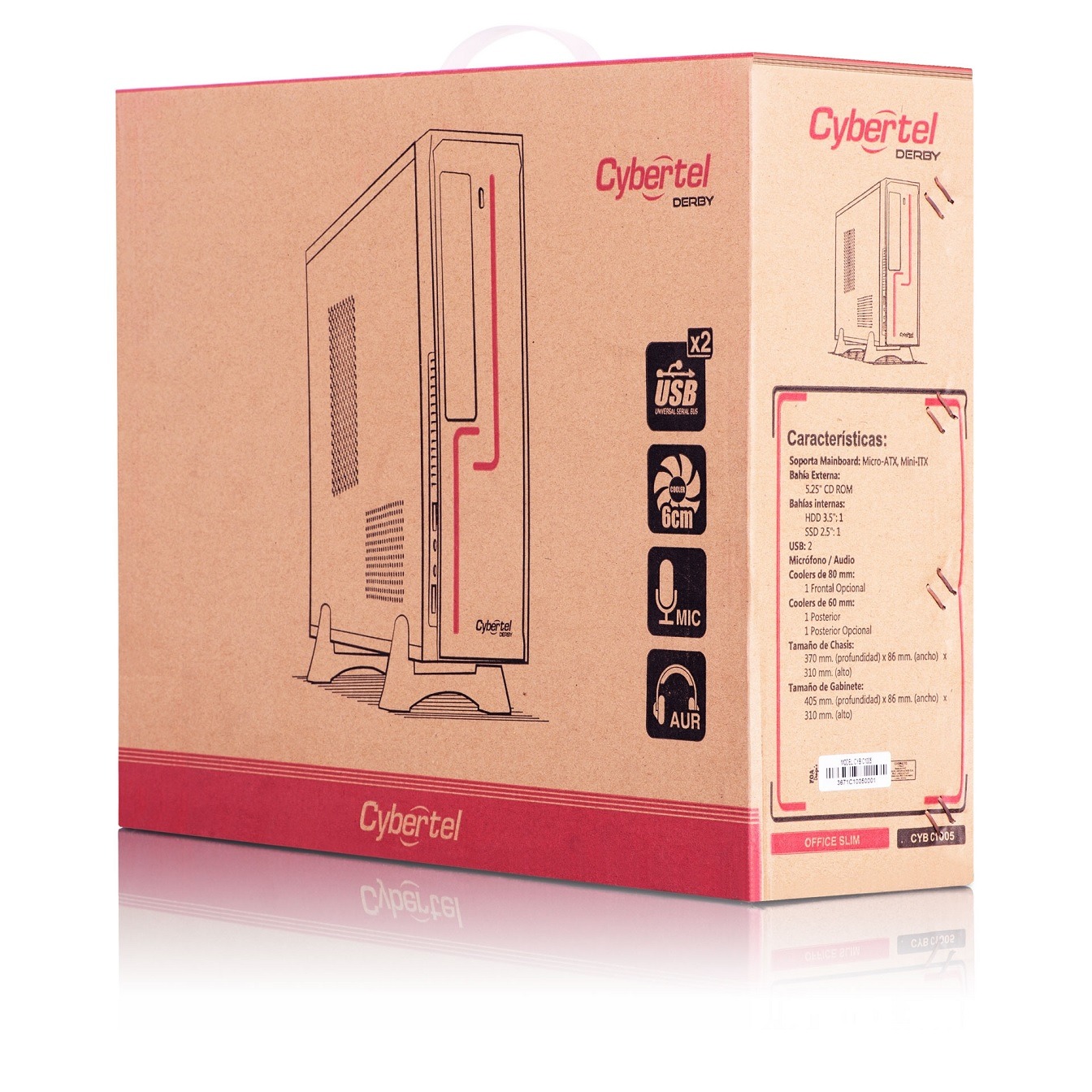 CASE CYBERTEL DERBY SLIM CYB C1005 230W 2 FAN - Imagen 4