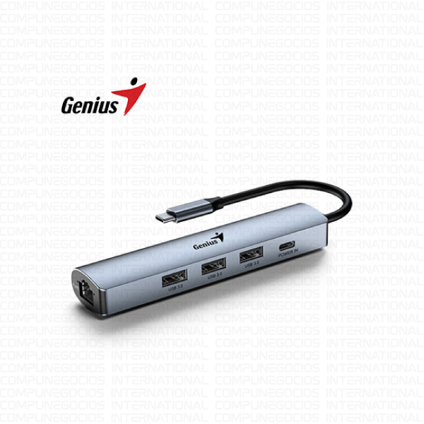 HUB USB-C GENIUS UH-545 GIGABIT ETHERNET 1-USB-C 3-USB-A (PN: 31240004400)