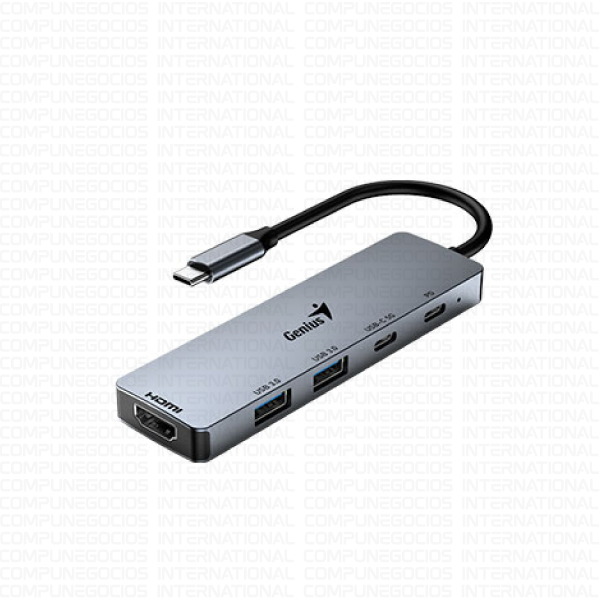 HUB USB-C GENIUS UH-500 2 USB-A 3.0 1 USB-C 1 HDMI 4K POWER DELIVERY 100W SILVER (PN: 31240003400)