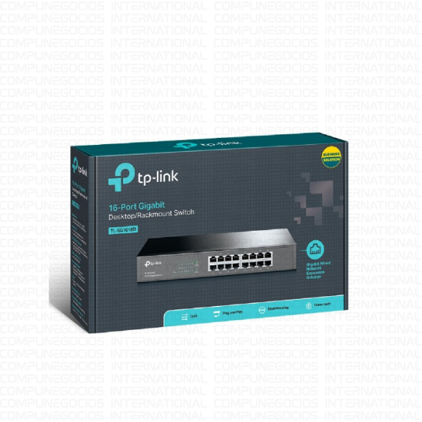 SWITCH TP-LINK TL-SG1016D DE 16 PUERTOS GIGABIT PARA ESCRITORIO / MONTAJE EN RACK PN:1730502264