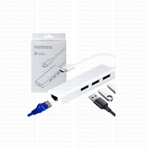 HUB USB TIPO C A USB Y RJ45 KNT-1093